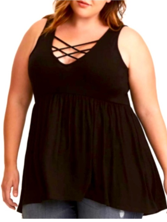 torrid Tops - Torrid Babydoll Tank V-neck Criss Cross Sz 2X
Black